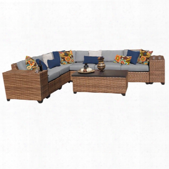 Tkc Laguna 9 Piece Patio Wicker Sectional Set In Gray