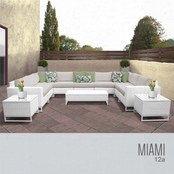 Tkc Miami 12 Piece Patio Wicker Sofa Set In Beige