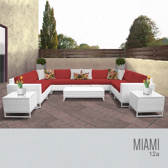 Tkc Miami 12 Piece Patio Wicker Sofa Set In Red