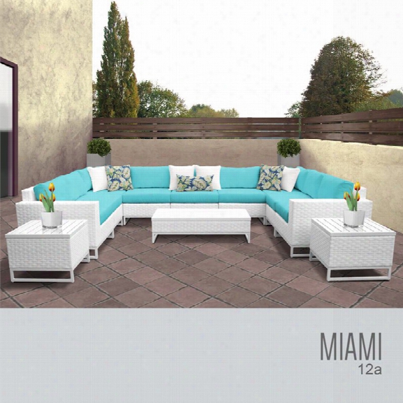 Tkc Miami 12 Piece Patio Wicker Sofa Set In Turquoise