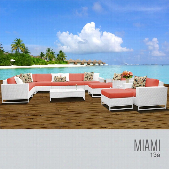 Tkc Miami 13 Piece Patio Wicker Sofa Set In Orange