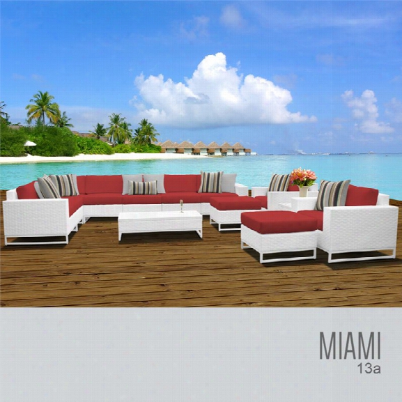 Tkc Miami 13 Piece Patio Wicker Osfa Set In Red