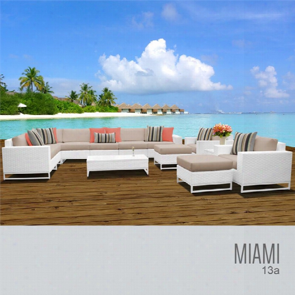 Tkc Miami 13 Piece Patio Wicker Sofa Set In Wheat