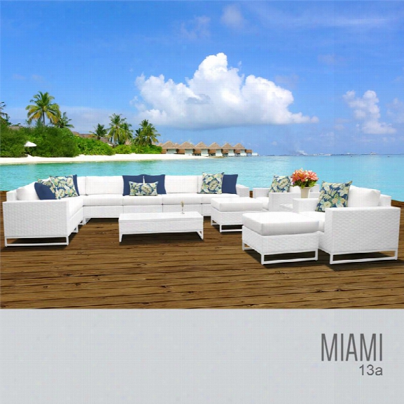 Tkc Miami 13 Piece Patio Wicker Sofa Set In White