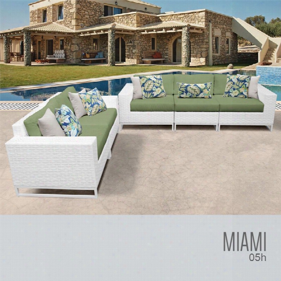 Tkc Miami 5 Piece Patio Wicker Sofa Set In Green