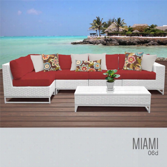 Tkc Miami 6 Iece Patio Wicker Sectional Set In Red