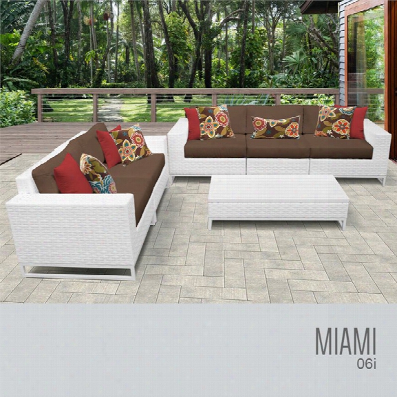 Tkc Miami 6 Piece Patio Wicker Sofa Set In Brown