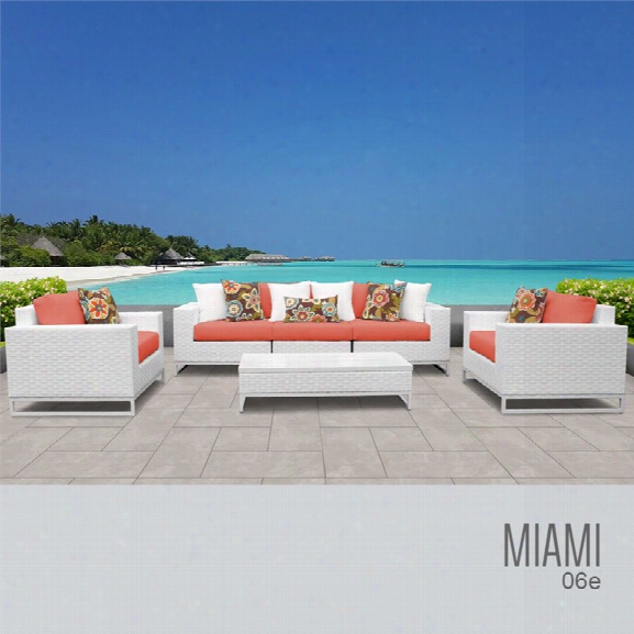 Tkc Miami 6 Piece Patio Wicker Sofa Set In Orange