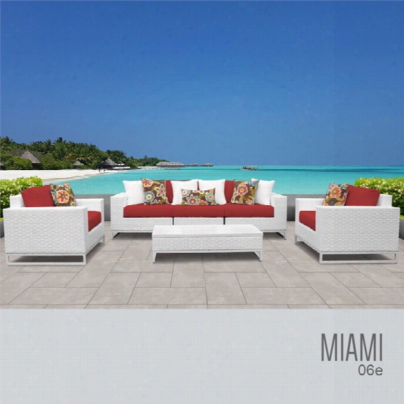Tkc Miami 6 Piece Patio Wicker Sofa Set In Red