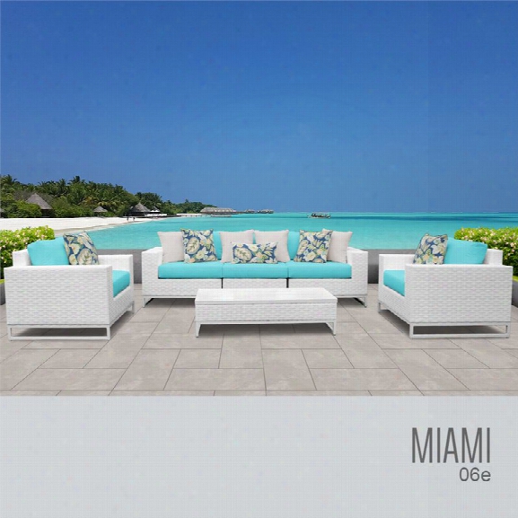 Tkc Miami 6 Piece Patio Wicker Sofa Set In Turquoise