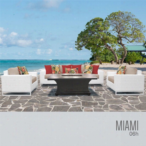 Tkc Miami 6 Piece Patio Wicker Sofa Set In Wheat