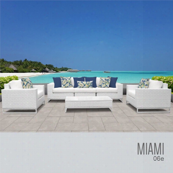 Tkc Miami 6 Piece Patio Wicker Sofa Set In White