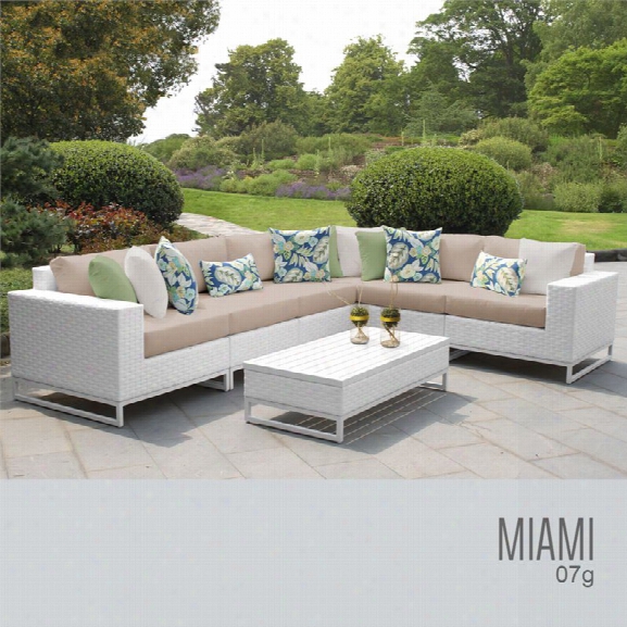 Tkc Miami 7 Piece Patio Wicker Sectional Set In Wheat