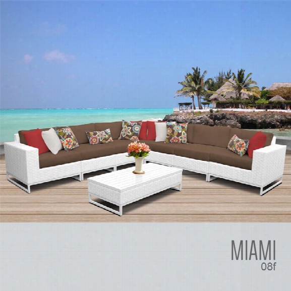 Tkc Miami 8 Piece Patio Wicker Sectional Set In Dark Brown