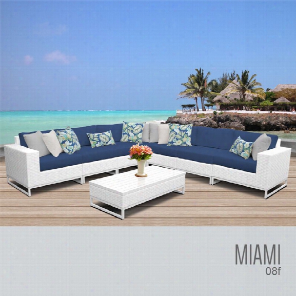 Tkc Miami 8 Piece Patio Wicker Sectional Set In Navy