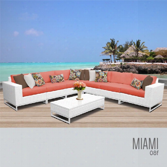 Tkc Miami 8 Piece Patio Wicker Sectional Set In Orange