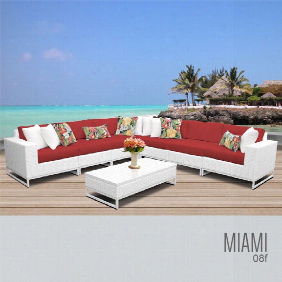 Tkc Miami 8 Piece Patio Wicker Sectional Set In Red