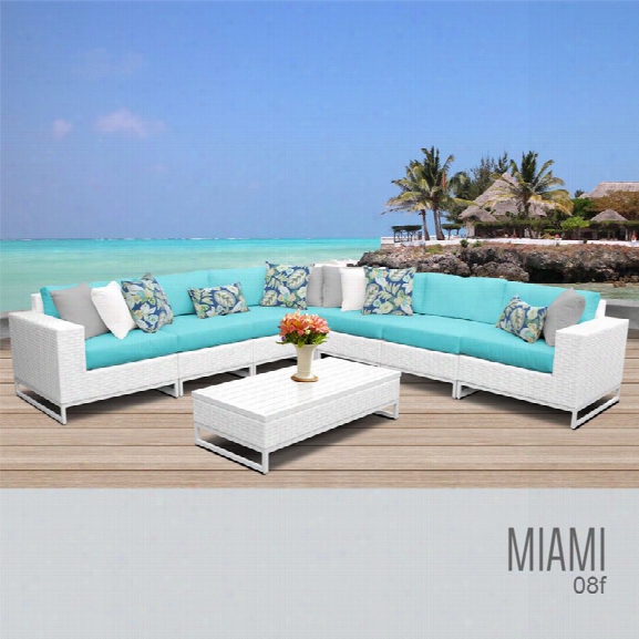 Tkc Miami 8 Piece Patio Wicker Sectional Set In Turquoise