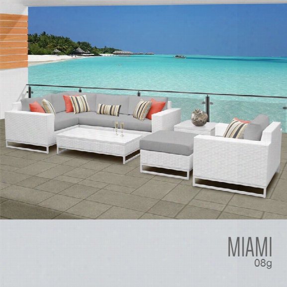 Tkc Miami 8 Piece Patio Wicker Sofa Set In Gray