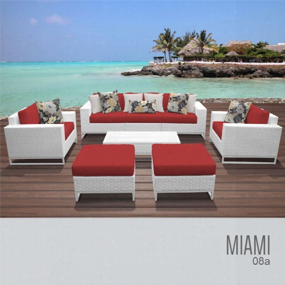 Tkc Miami 8 Piece Patio Wicker Sofa Set In Red