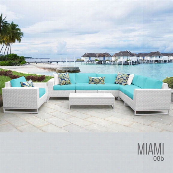 Tkc Miami 8 Piece Patio Wicker Sofa Set In Turquoise