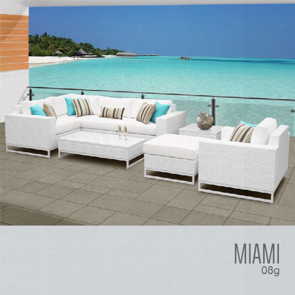 Tkc Miami 8 Piece Patio Wicker Sofa Set In White