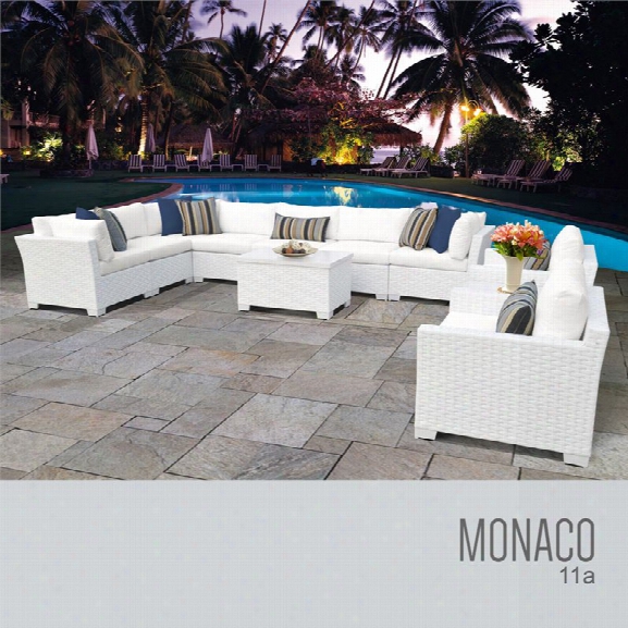 Tkc Monaco 11 Piece Patio Wicker Sofa Set In White
