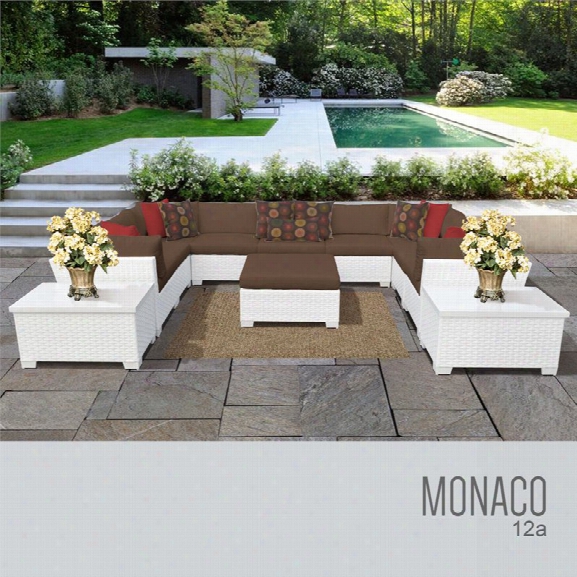 Tkc Monaco 12 Piece Patio Wicker Sectional Set In Brown