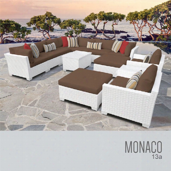 Tkc Monaco 13 Piece Patio Wicker Sofa Set In Brown