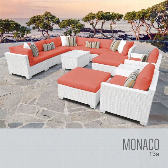 Tkc Monaco 13 Piece Patio Wicker Sofa Set Inn Orange