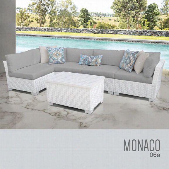 Tkc Monaco 6 Piece Patio Wicker Sectional Set In Gray