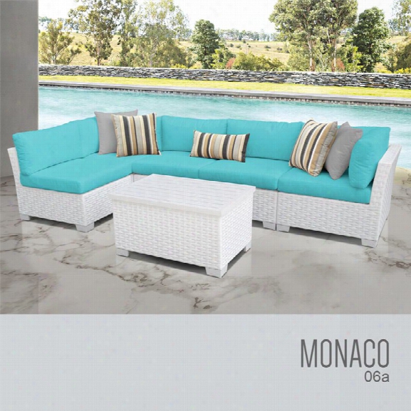 Tkc Monaco 6 Piece Patio Wicker Sectional Set In Turquoise