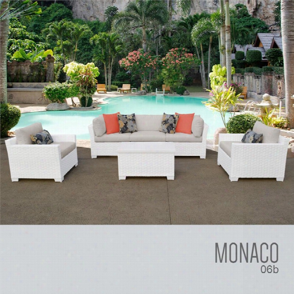 Tkc Monaco 6 Piece Patio Wicker Sofa Set In Beige