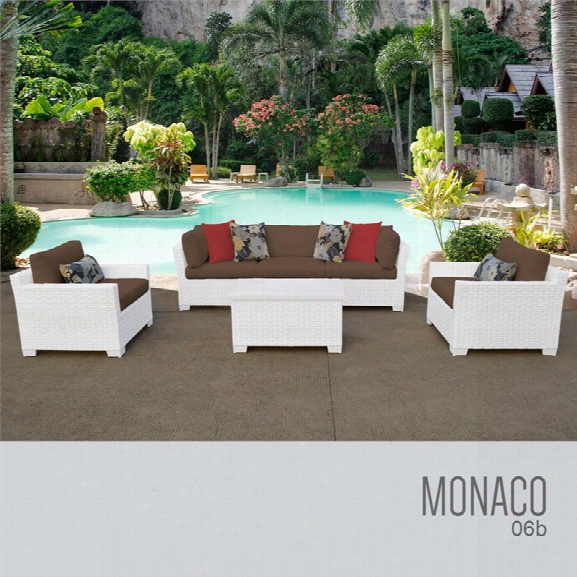 Tkc Monaco 6 Piece Patio Wicker Sofa Set In Brown