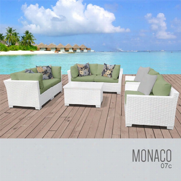 Tkc Monaco 7 Piece Patio Wicker Sofa Set In Green