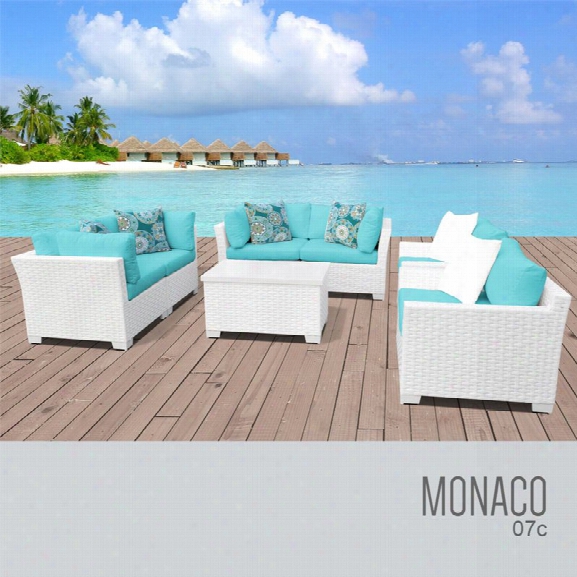 Tkc Monaco 7 Piece Patio Wicker Sofa Set In Turquoise