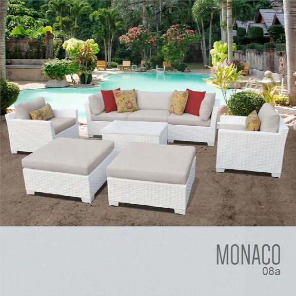 Tkc Monaco 8 Piece Patio Wicker Sofa Set In Beige