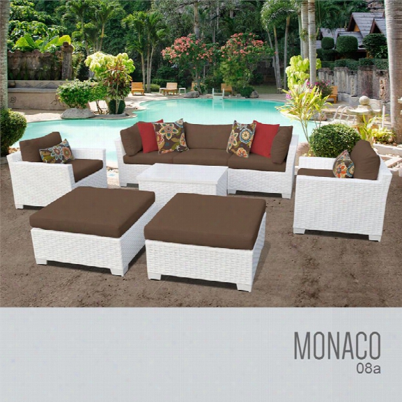 Tkc Monaco 8 Piece Patio Wicker Sofa Set In Brown