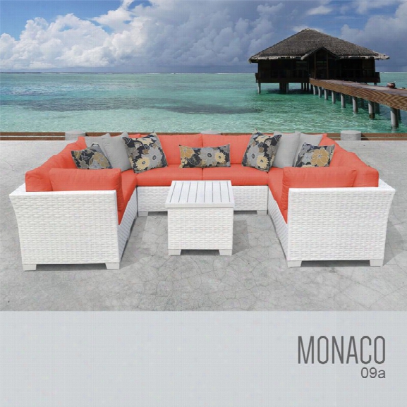 Tkc Monaco 9 Piece Patio Wicker Sectional Set In Orange