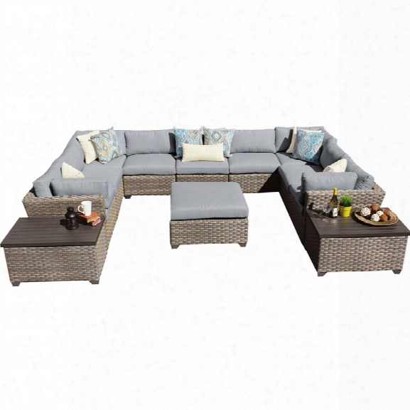 Tkc Monterey 12 Piece Patio Wicker Sectional Set In Gray