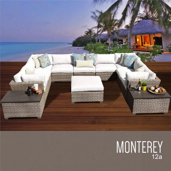 Tkc Monterey 12 Piece Patio Wicker Sectional Set In White