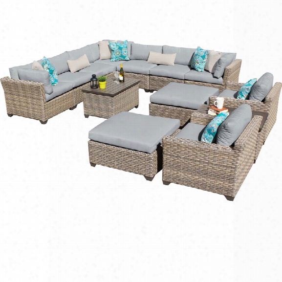 Tkc Monterey 13 Piece Patio Wicker Sofa Set In Gray