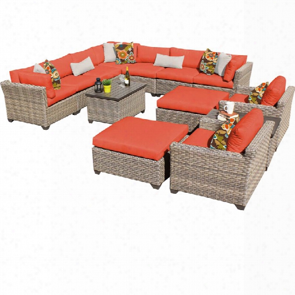 Tkc Monterey 13 Piece Patio Wicker Sofa Set In Orange