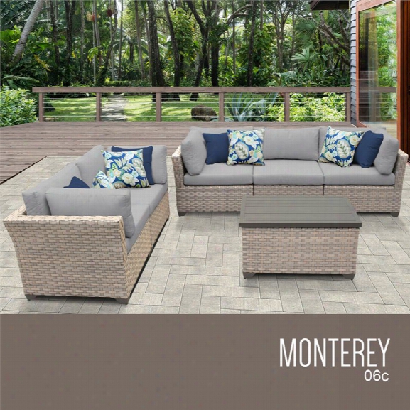 Tkc Monterey 6 Piece Patio Wicker Sofa Set In Gray
