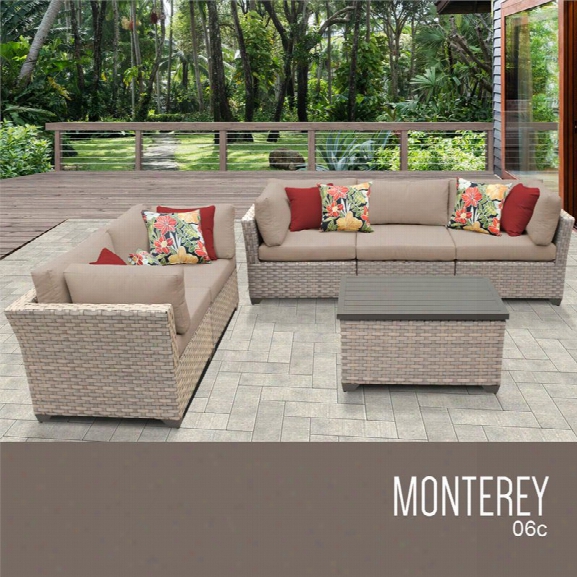 Tkc Monterey 6 Piece Patio Wicker Sofa Set In Wheat