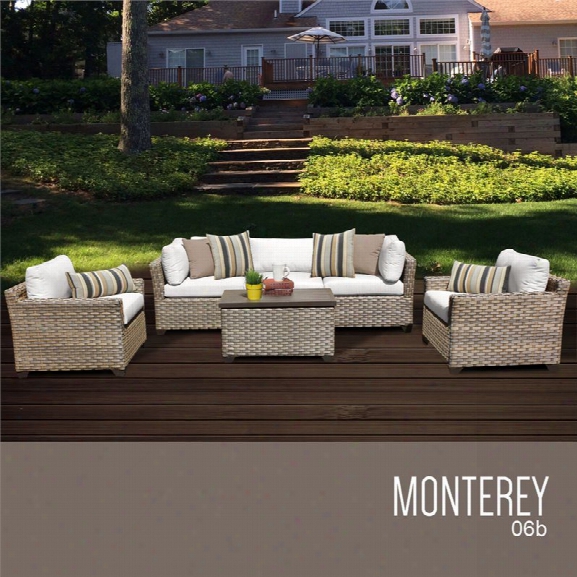 Tkc Monterey 6 Piece Patio Wicker Sofa Set In White