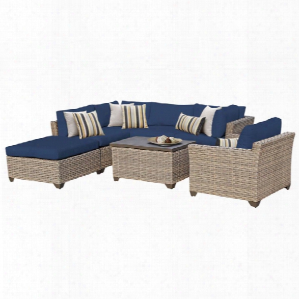 Tkc Monterey 7 Piece Patio Wicker Sofa Set In Navy