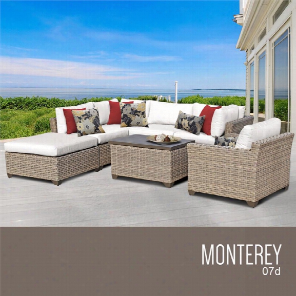 Tkc Monterey 7 Piece Patio Wicker Sofa Set In White