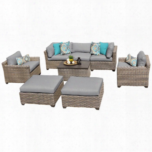 Tkc Monterey 8 Piece Patio Wicker Sofa Set In Gray