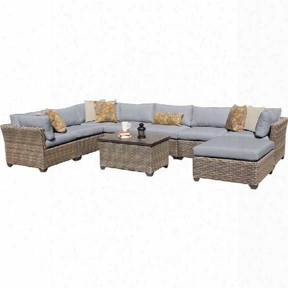 Tkc Monterey 9 Piece Patio Wicker Sectional Set In Gray